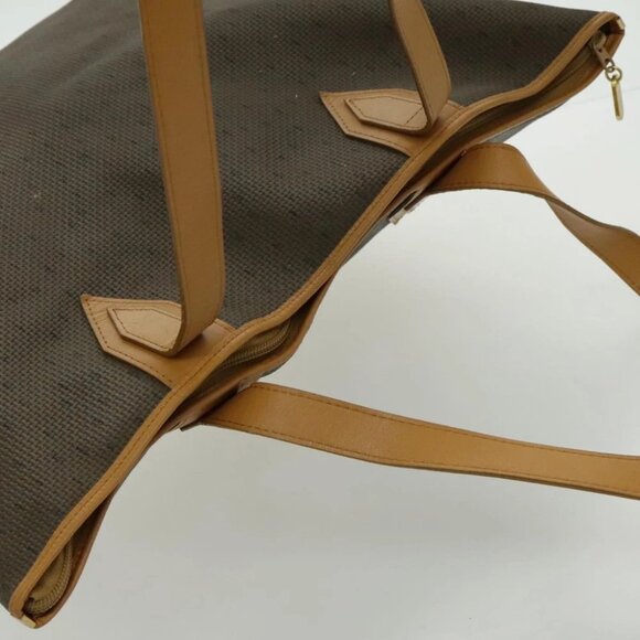 SAINT LAURENT Tote Bag Canvas Gold Brown Auth 95163 - Picture 6 of 15